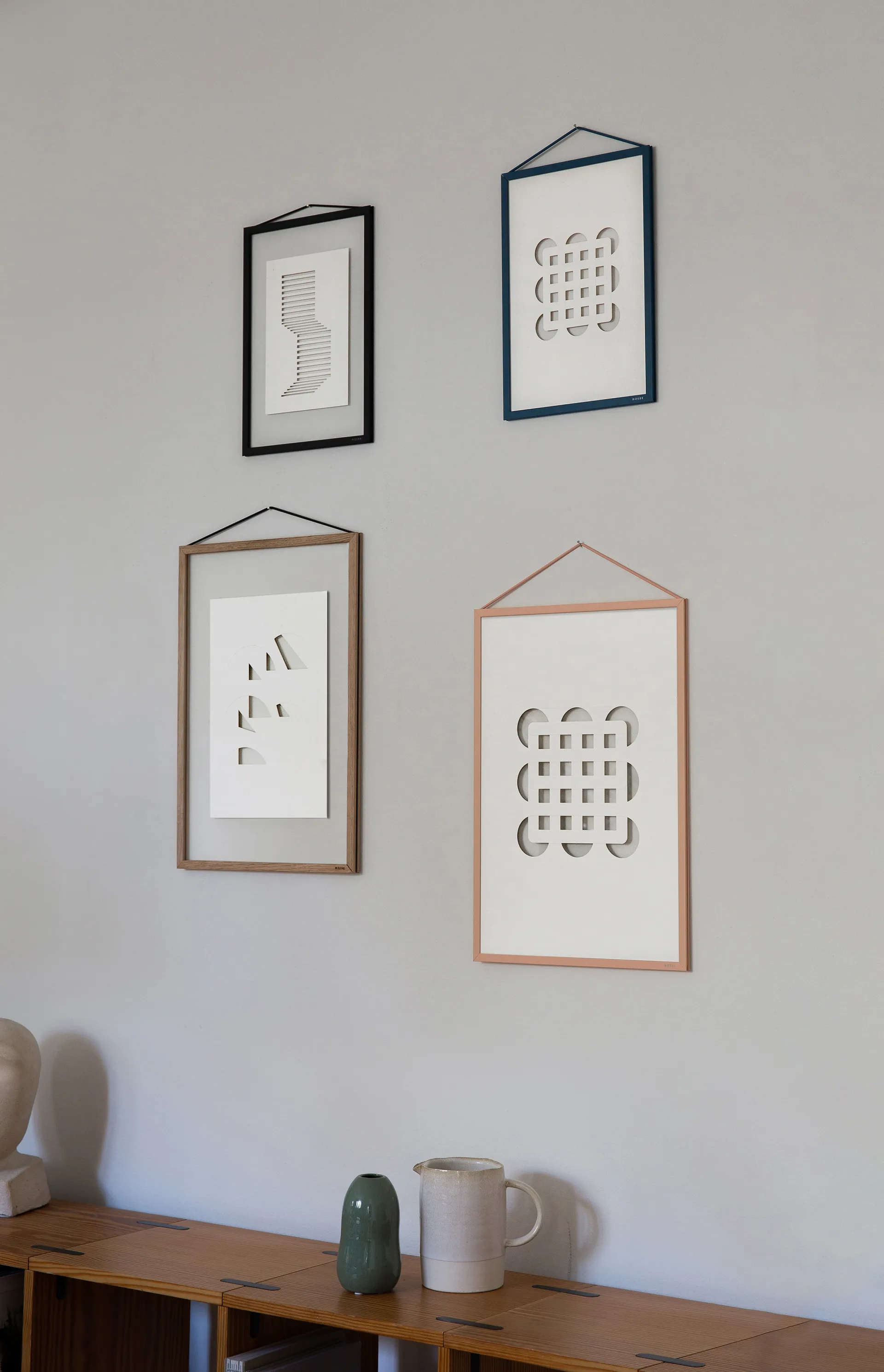 Relief kunstverk circles & squares 29,7 x 42 cm, Off White MOEBE