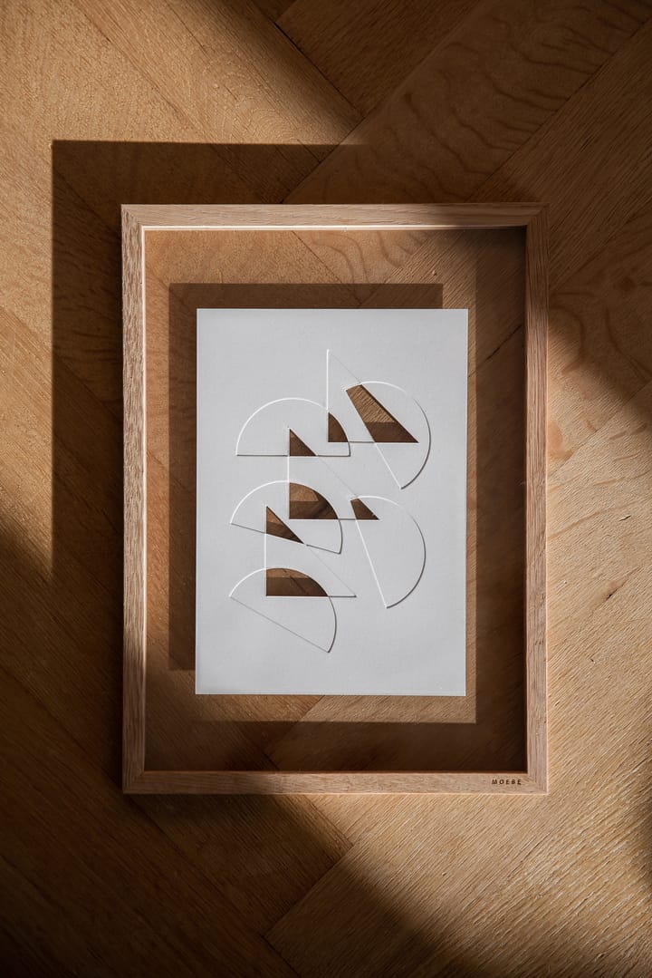 Relief kunstverk half moons & triangles 21 x 29,7 cm, Off White MOEBE