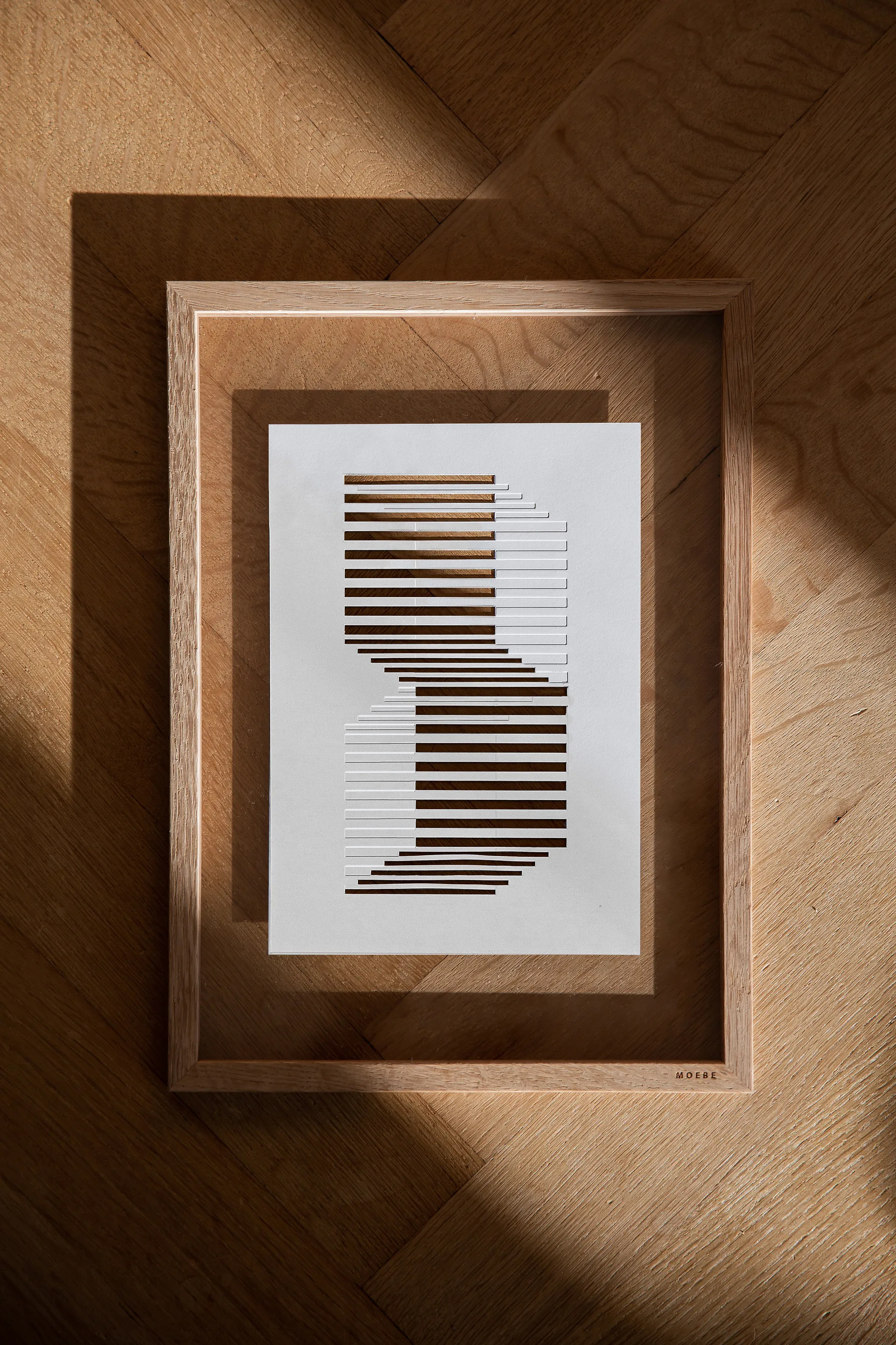 Relief kunstverk shifted lines 14,8 x 21 cm, Off White MOEBE