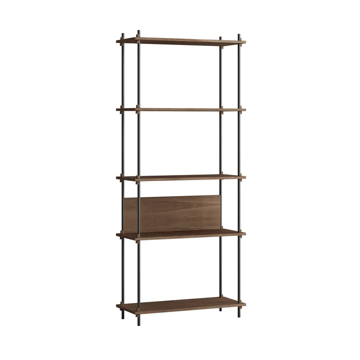 Shelving System classic hylle - Røkt eik-black, 86x200x35 cm, S.200.1.A - MOEBE