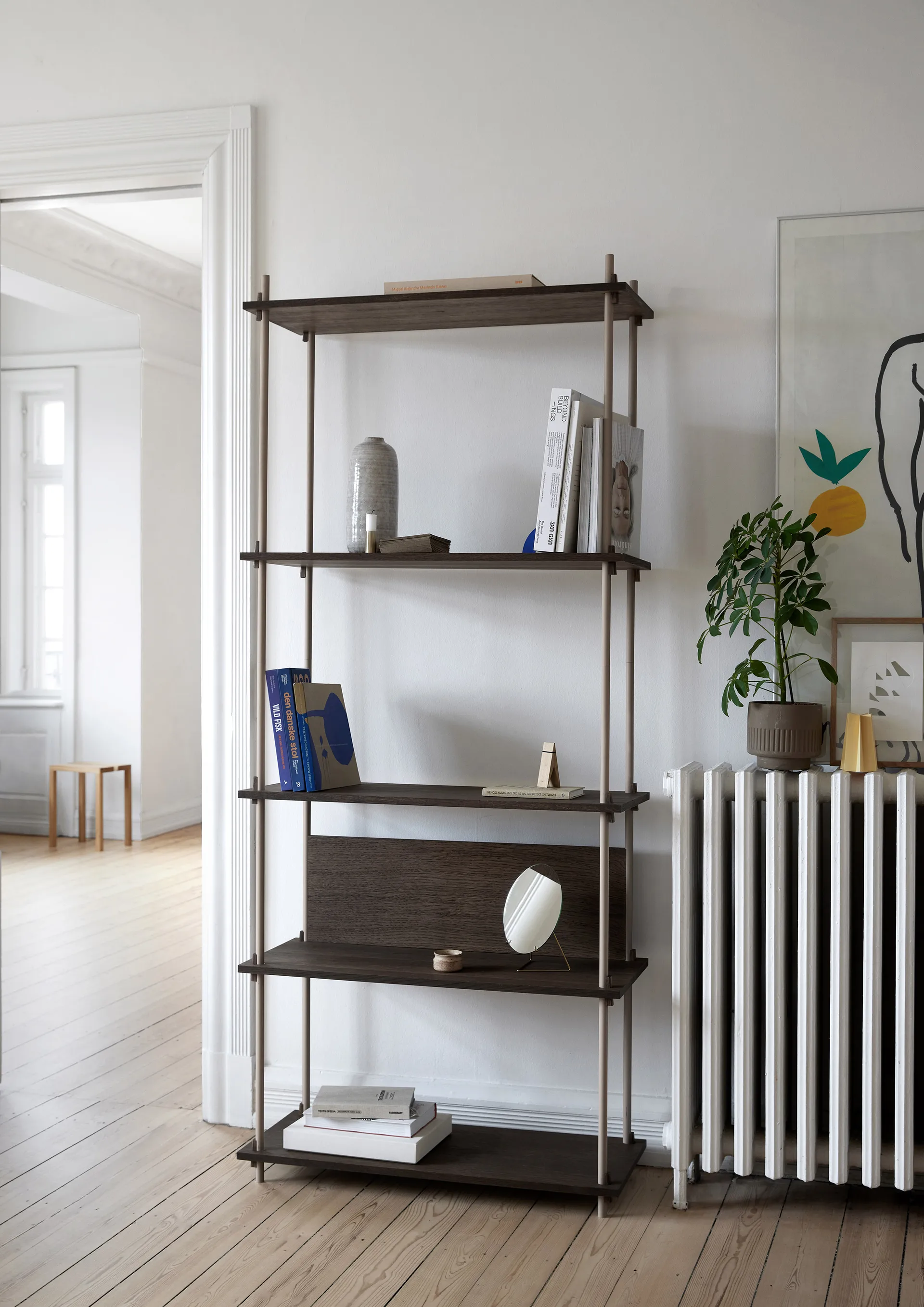 Shelving System classic hylle, Røkt eik-white, 86x200x35 cm, S.200.1.A MOEBE