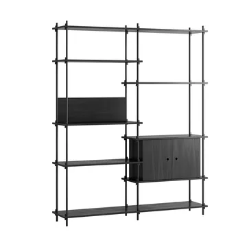 Shelving System hylle med skap - Black, 163x200x35 cm, S.200.2.C - MOEBE