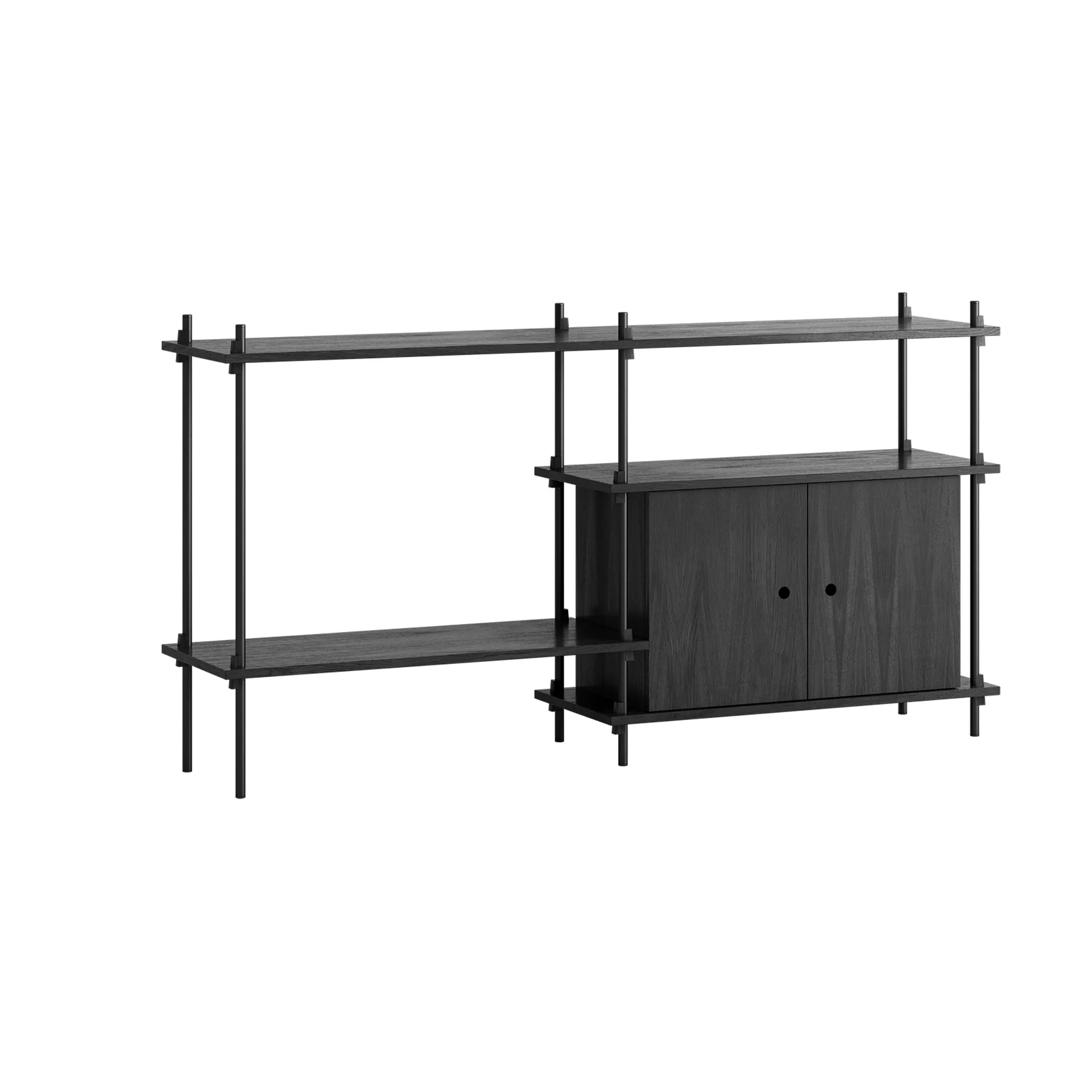 Shelving System hylle med skap, Black, 163x85x35 cm, S.85.2.C MOEBE