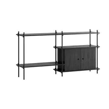 Shelving System hylle med skap - Black, 163x85x35 cm, S.85.2.C - MOEBE