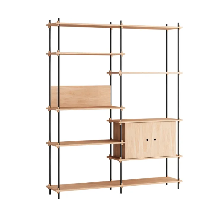 Shelving System hylle med skap - Eik-black, 163x200x35 cm, S.200.2.C - MOEBE