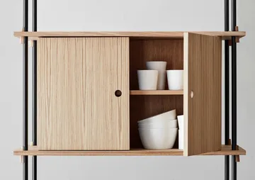 Shelving System hylle med skap - Eik-warm grey, 163x200x35 cm, S.200.2.C - MOEBE