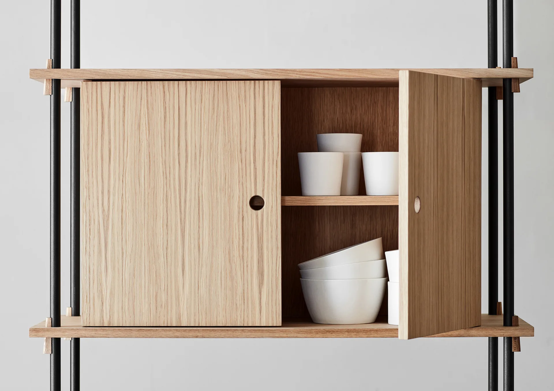 Shelving System hylle med skap, Eik-warm grey, 163x85x35 cm, S.85.2.C MOEBE