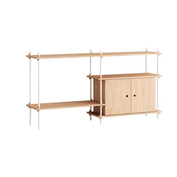 Shelving System hylle med skap - Eik-white, 163x85x35 cm, S.85.2.C - MOEBE