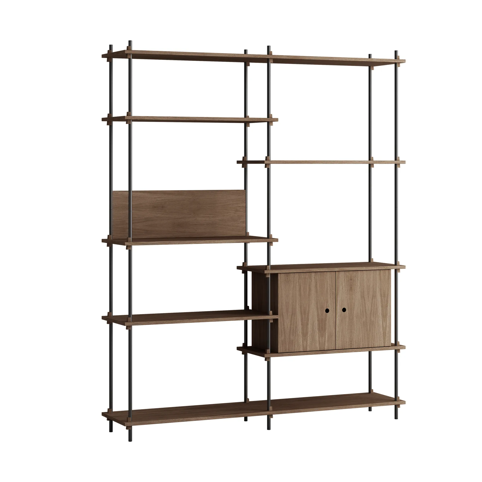 Shelving System hylle med skap, Røkt eik-black, 163x200x35 cm, S.200.2.C MOEBE