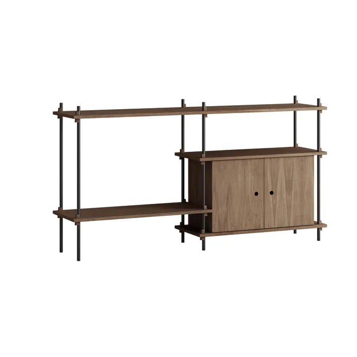 Shelving System hylle med skap - Røkt eik-black, 163x85x35 cm, S.85.2.C - MOEBE
