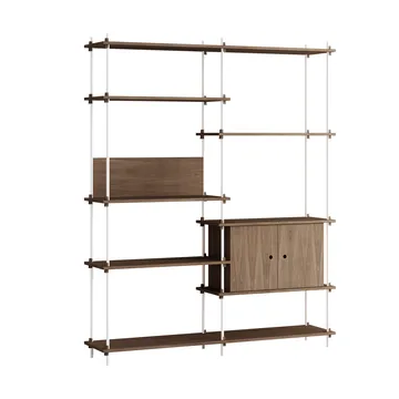 Shelving System hylle med skap - Røkt eik-white, 163x200x35 cm, S.200.2.C - MOEBE