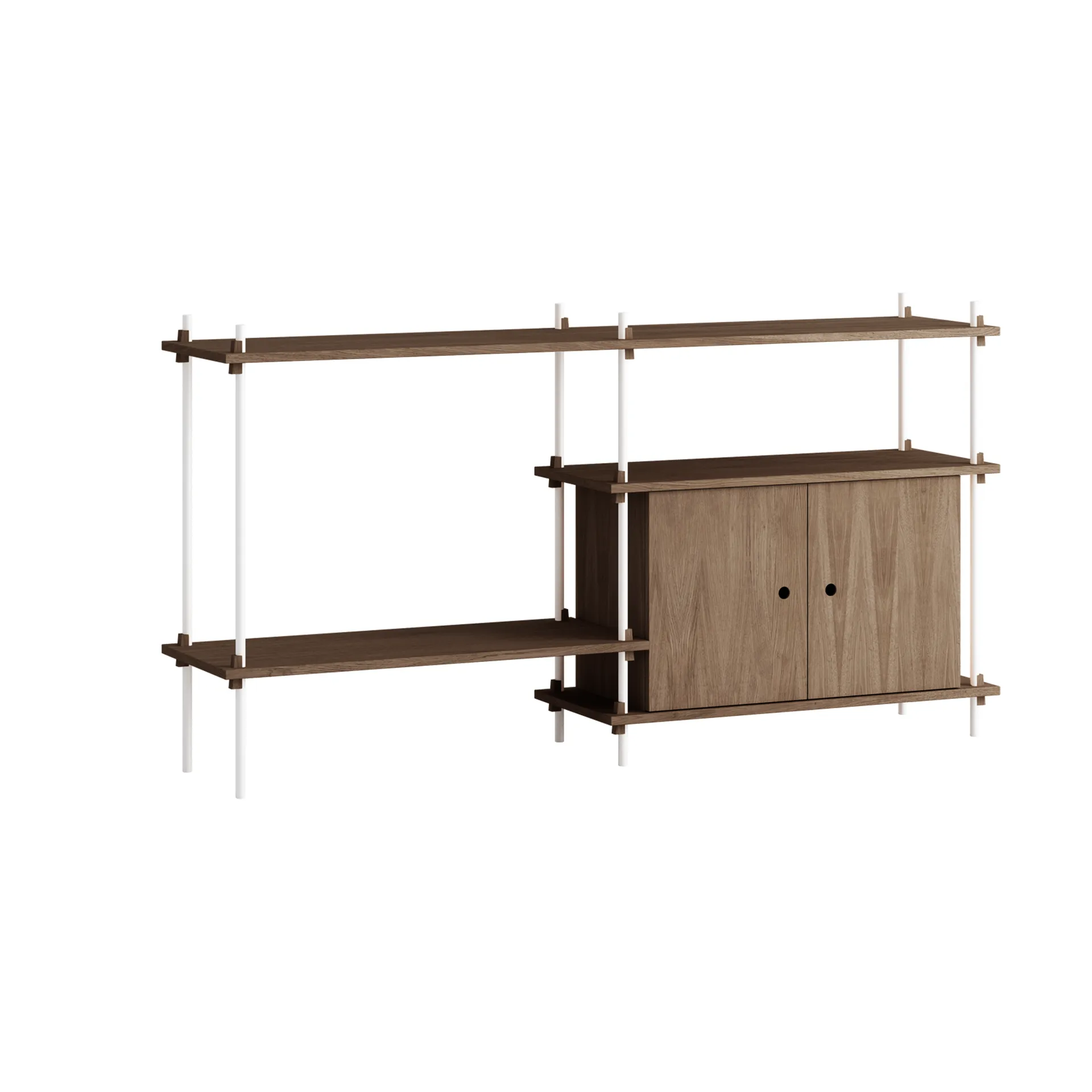 Shelving System hylle med skap, Røkt eik-white, 163x85x35 cm, S.85.2.C MOEBE