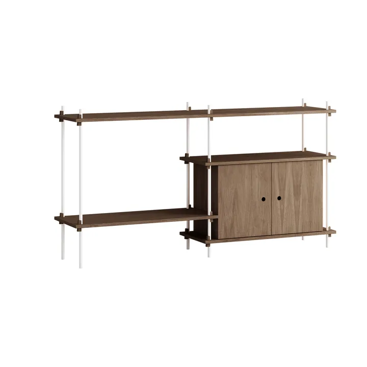Shelving System hylle med skap - Røkt eik-white, 163x85x35 cm, S.85.2.C - MOEBE