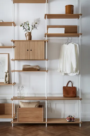 Shelving System hylle med skap - Røkt eik-white, 163x85x35 cm, S.85.2.C - MOEBE