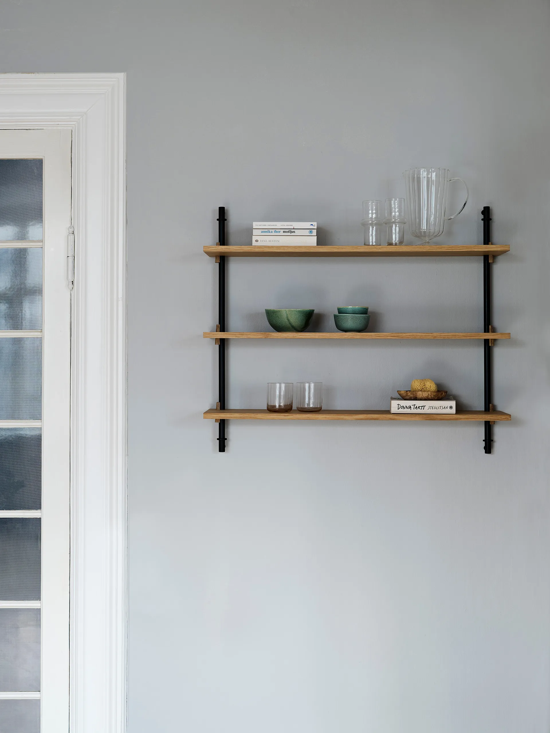 Wall Shelving vegghylle, Røkt eik-warm grey, 92x115x17,5 cm, WS.115.1 MOEBE
