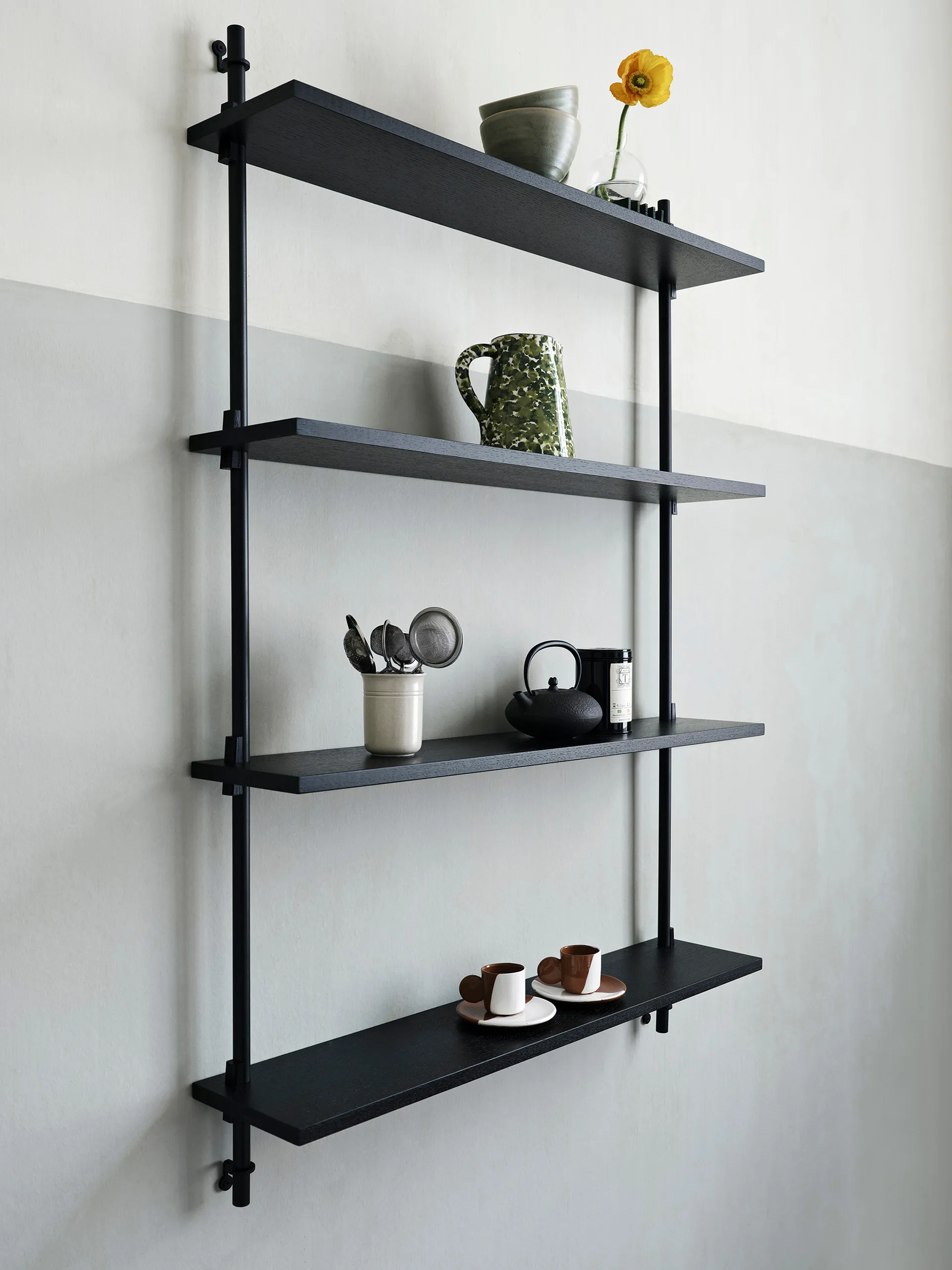 Wall Shelving vegghylle, Røkt eik-white, 92x65x17,5 cm, WS.65.1 MOEBE