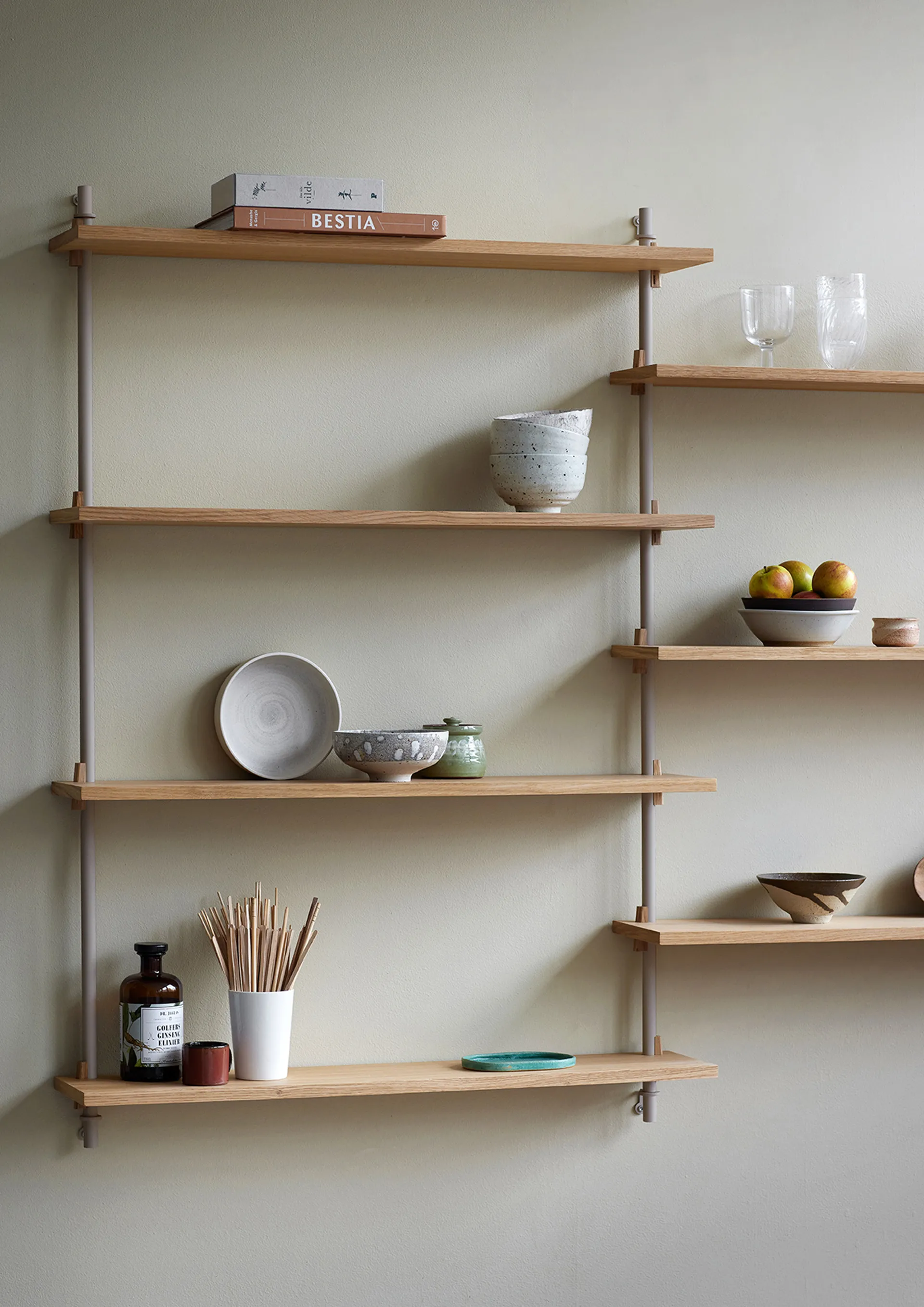 Wall Shelving vegghylle, Røkt eik-white, 92x65x17,5 cm, WS.65.1 MOEBE