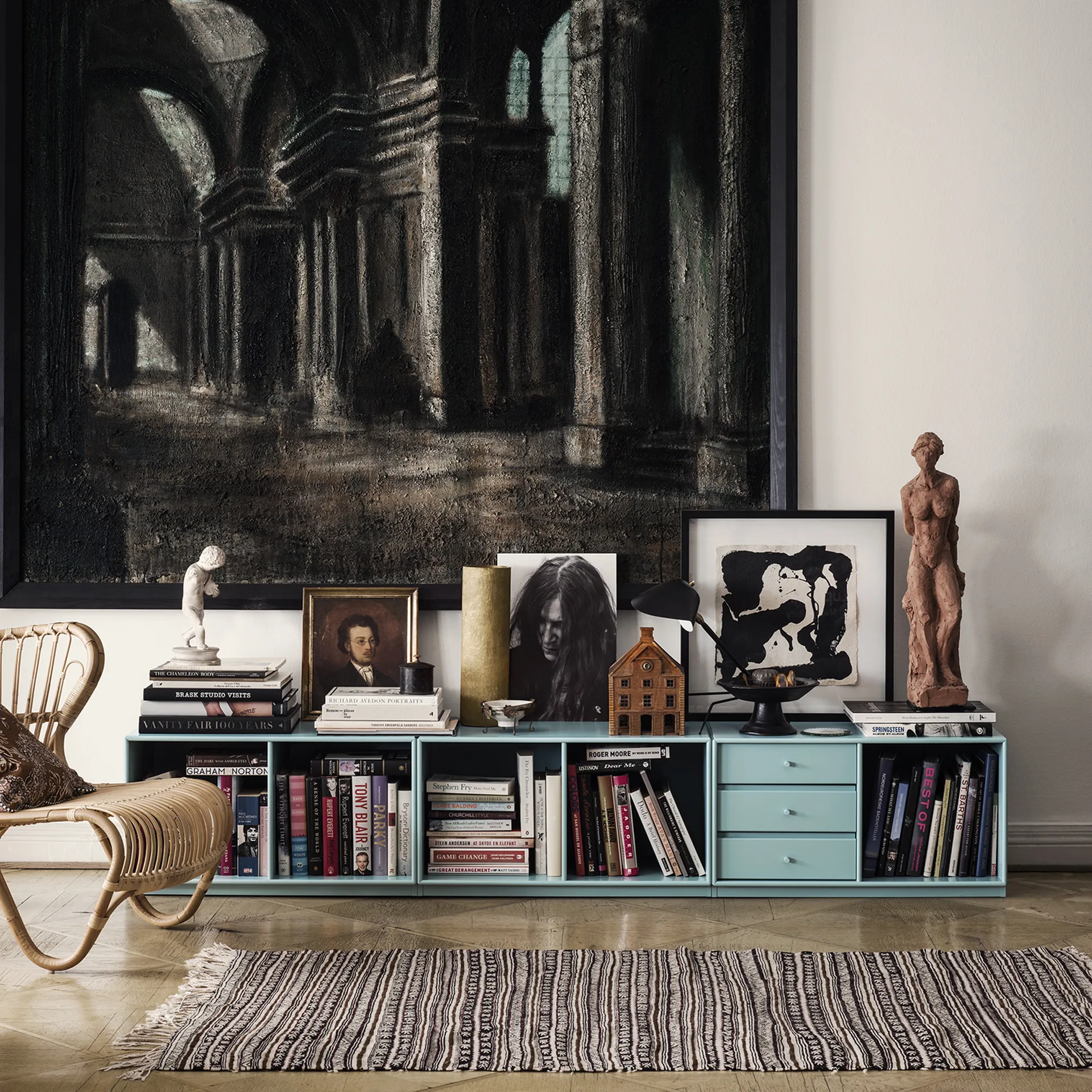 Rest hyllemodul, new white 101 sokkel, 3 skuffer Montana