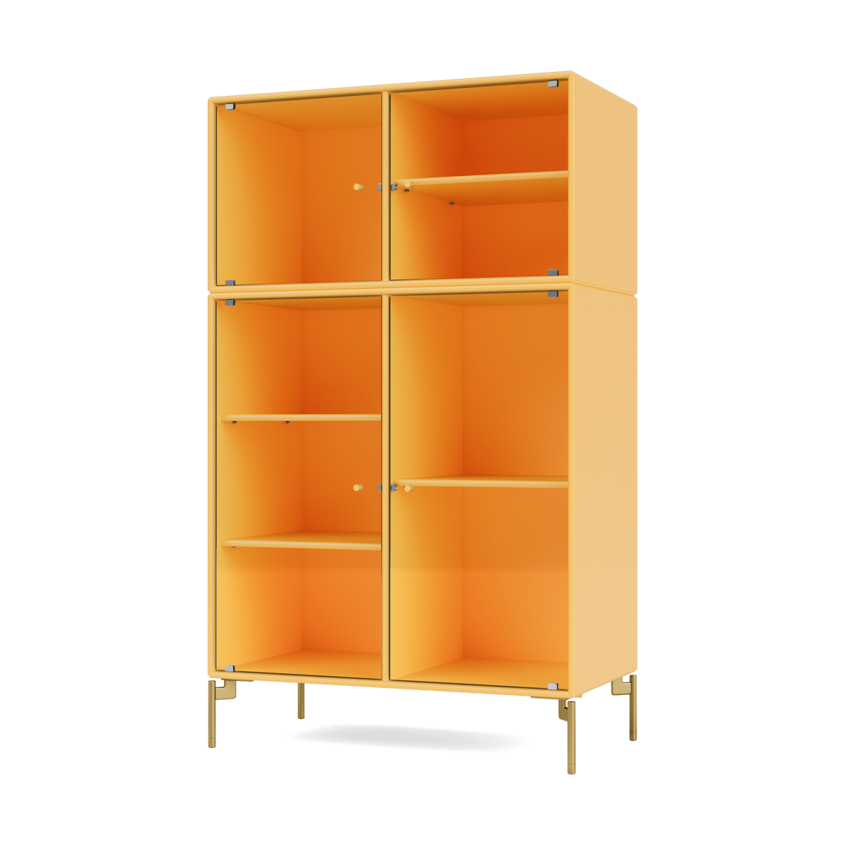 Montana Ripple III vitrineskap 69,6 x 117,6 x 38 cm Acacia-ben brass