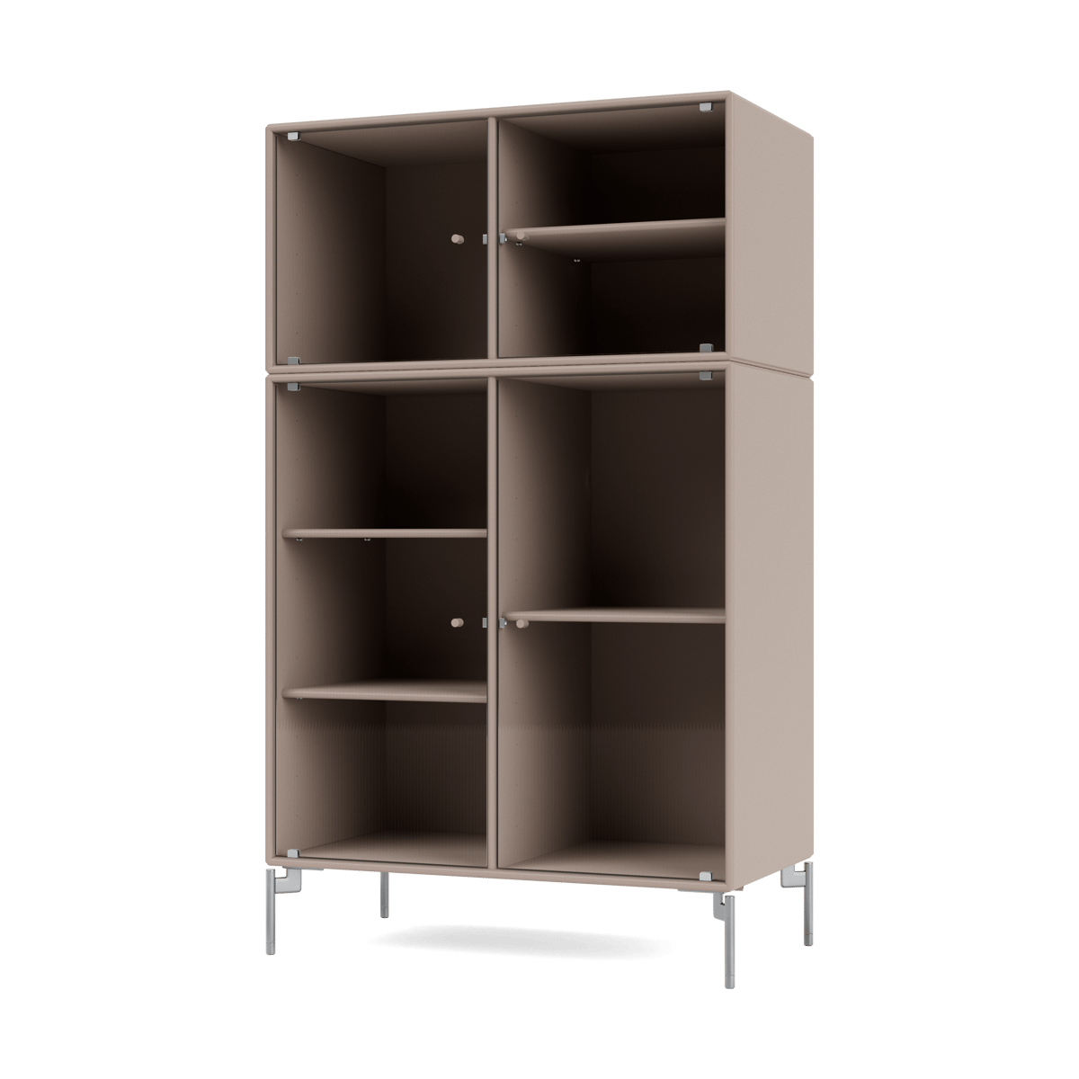 Montana Ripple III vitrineskap 69,6 x 117,6 x 38 cm Mushroom-ben chrome