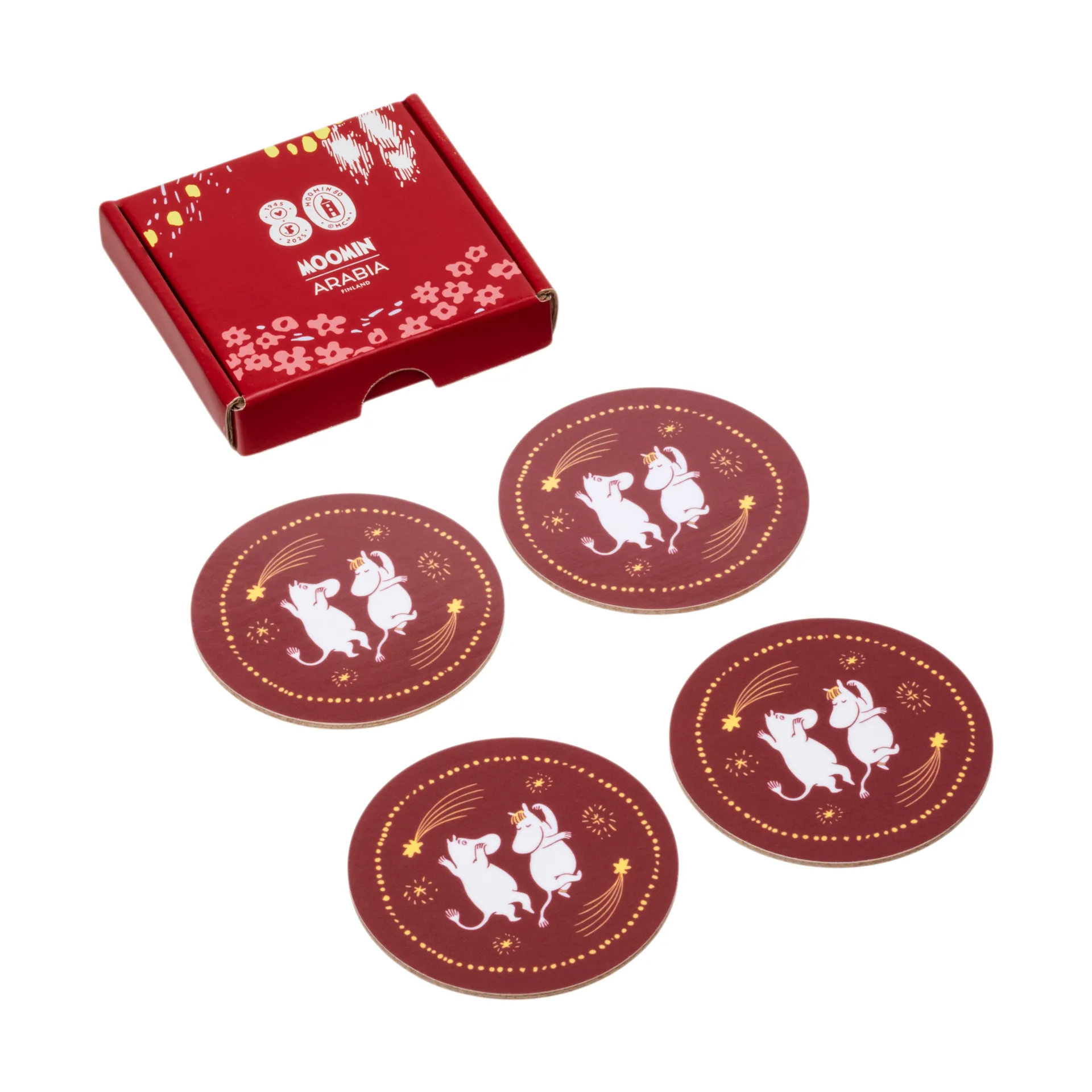 Festlige øyeblikk mummi glassunderlag 4-pakk, Ø9 cm Moomin Arabia