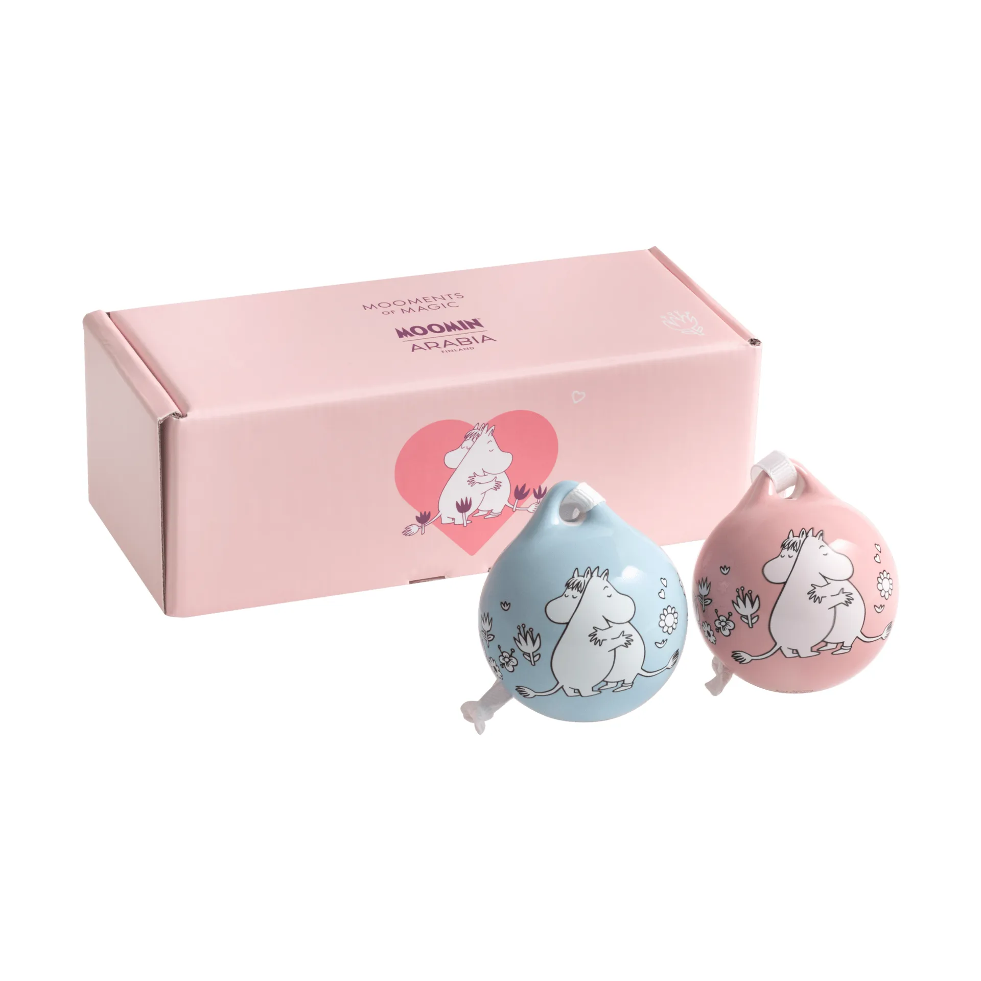 Kärlek Mummijulekule, Rosa-blå, 5 cm, 2-pack Moomin Arabia