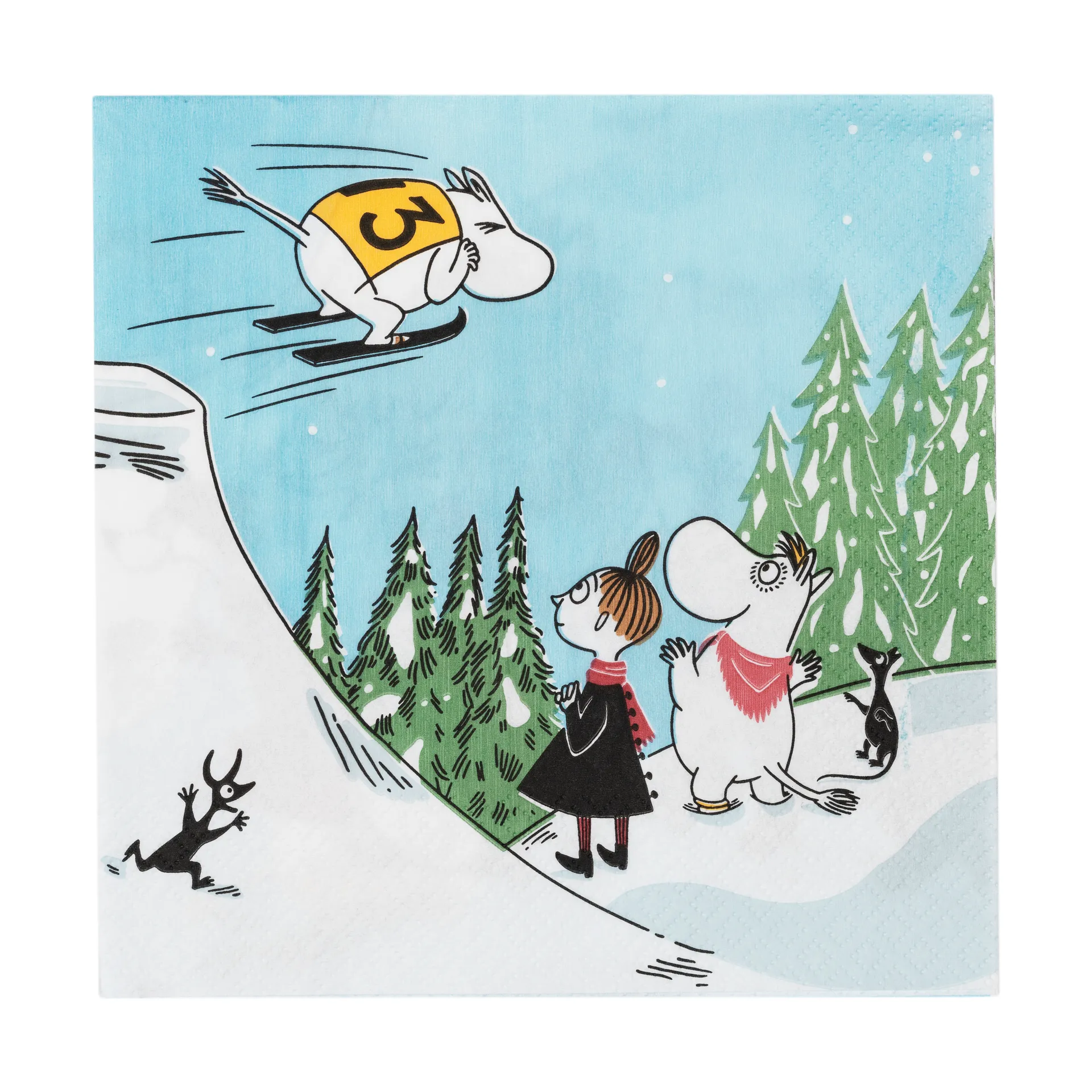 Moomin serviett 33x33 cm, Ski jumping Moomin Arabia
