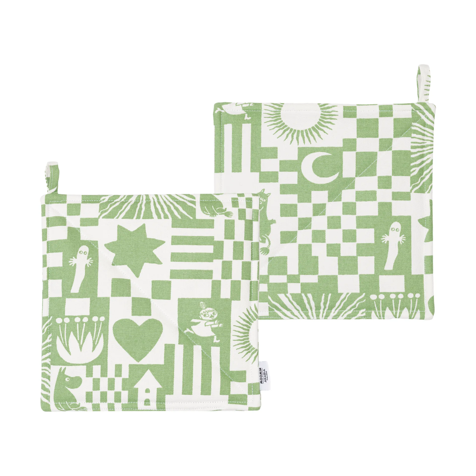 Mummi gryteklut Fest 22x22 cm, 2-pk, Grønn Moomin Arabia