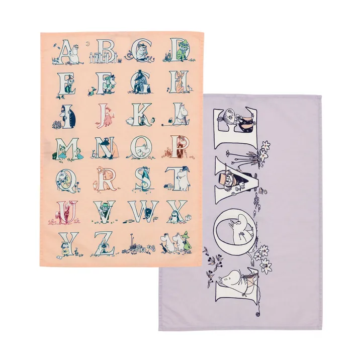 Mummi kjøkkenhåndkle 50x70 cm 2-pk - Alfabet - Moomin Arabia