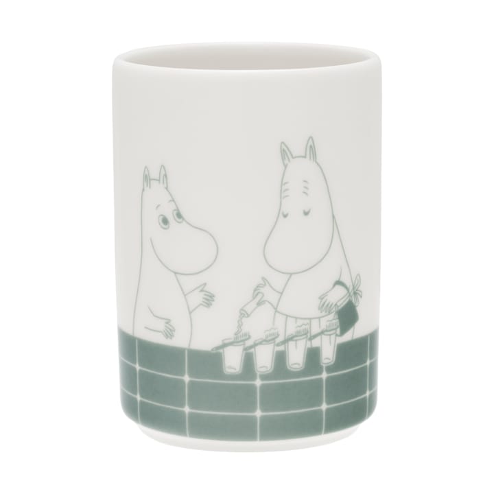 Mummi tannbørstestativ, Badestund, grønn-hvit Moomin Arabia
