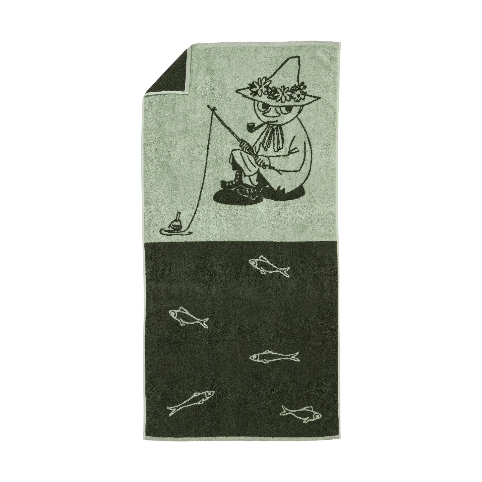 Mummitrollet badehåndkle 70 x 140 cm, Snusmumrikken grønn Moomin Arabia