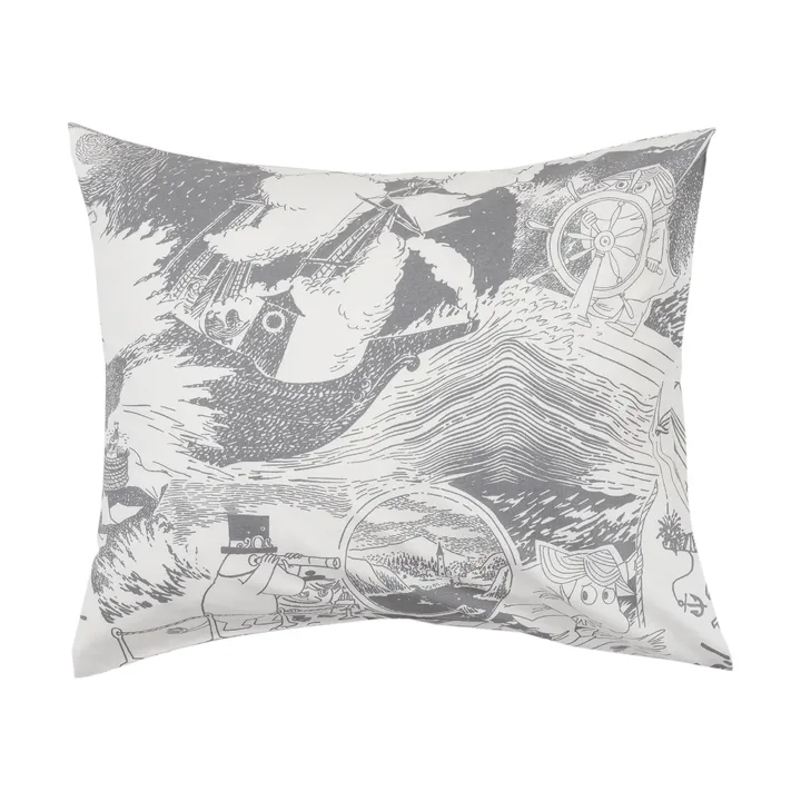 Mummitrollet putetrekk 50 x 60 cm - Seiling, grå - Moomin Arabia