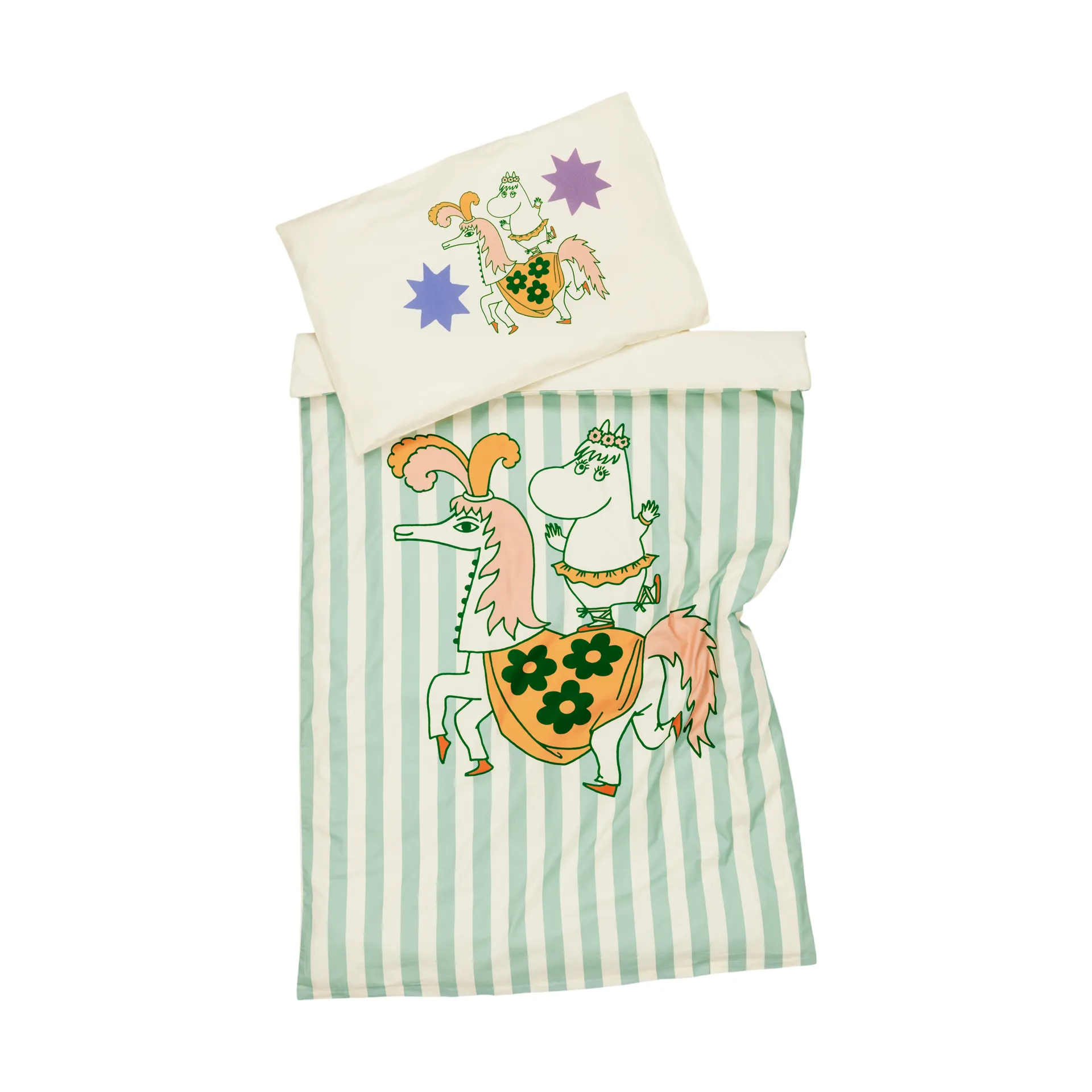 Mummitrollet sengesett 85x125 cm, Sirkus, stripete Moomin Arabia