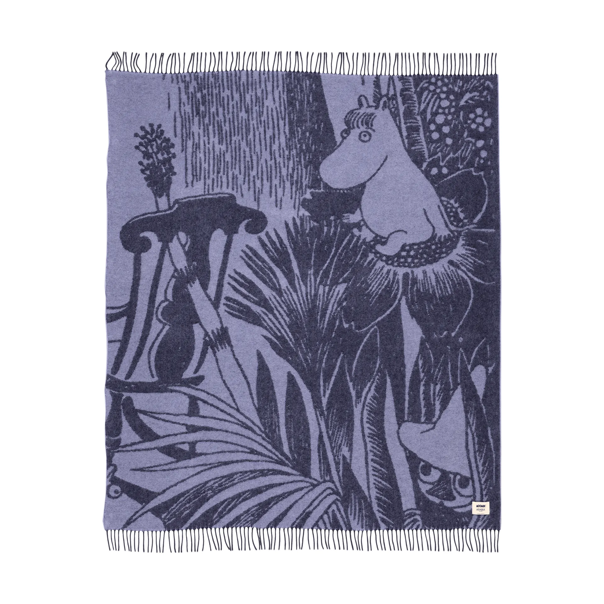 Mystikkens skog Mumin ullpledd, Blå, 130x170 cm Moomin Arabia