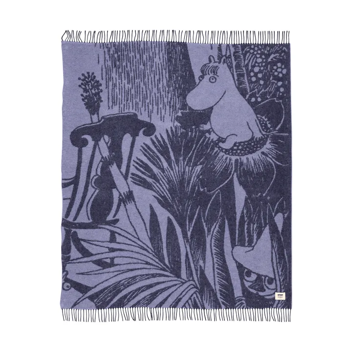 Mystikkens skog Mumin ullpledd - Blå, 130x170 cm - Moomin Arabia