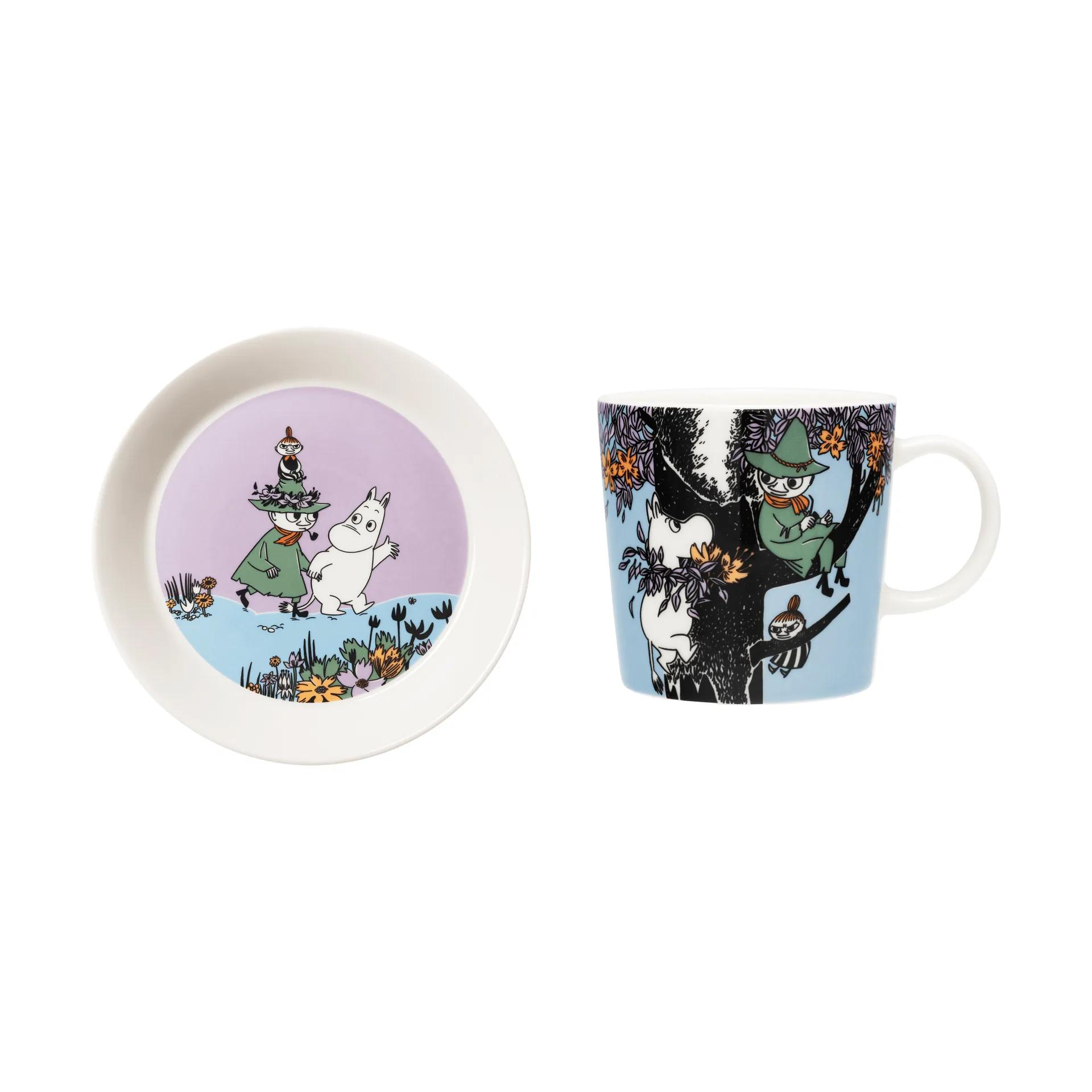 Venn for alltid Mummitroll krus og tallerken, 2 deler Moomin Arabia