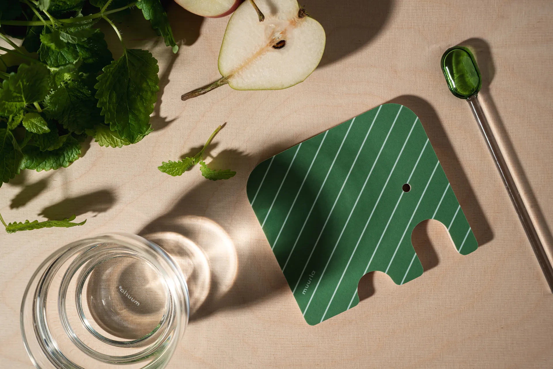 Elephant glassbrikke 11x10 cm, Green Muurla