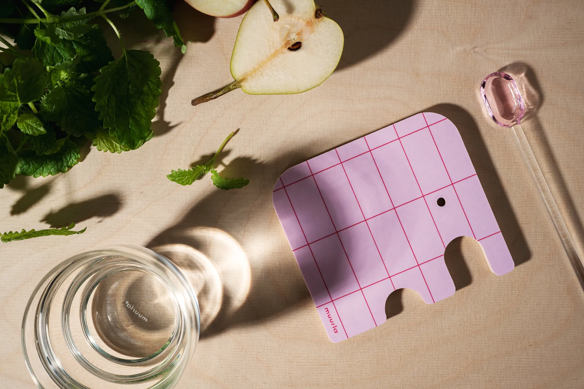 Elephant glassbrikke 11x10 cm, Pink Muurla