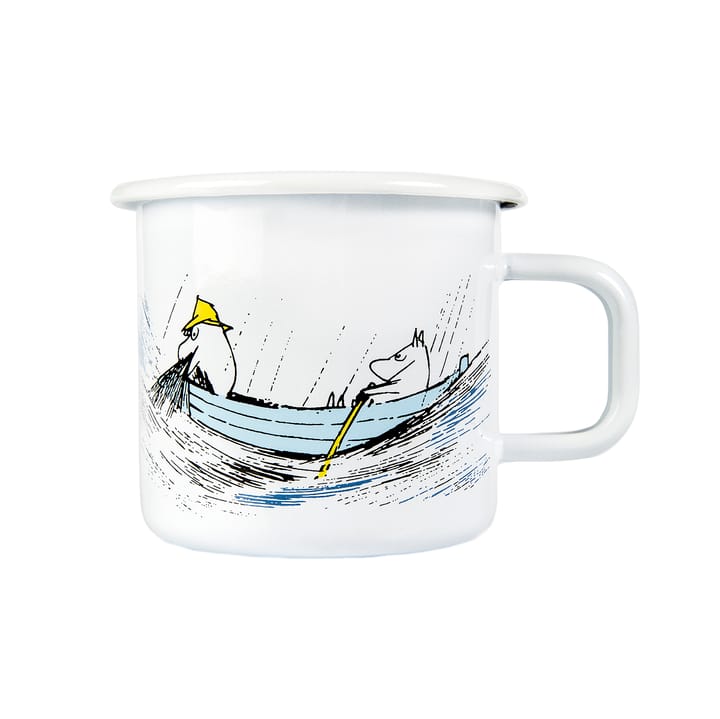 Gone fishing emaljekopp 37 cl, Hvit Muurla