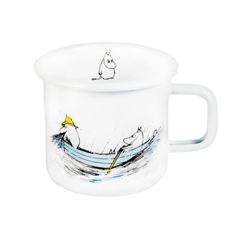 Gone fishing emaljekopp 37 cl - Hvit - Muurla