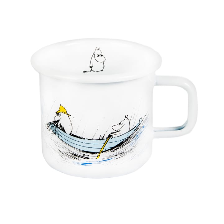Gone fishing emaljekopp 37 cl, Hvit Muurla