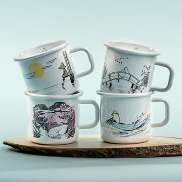 Gone fishing emaljekopp 37 cl - Hvit - Muurla