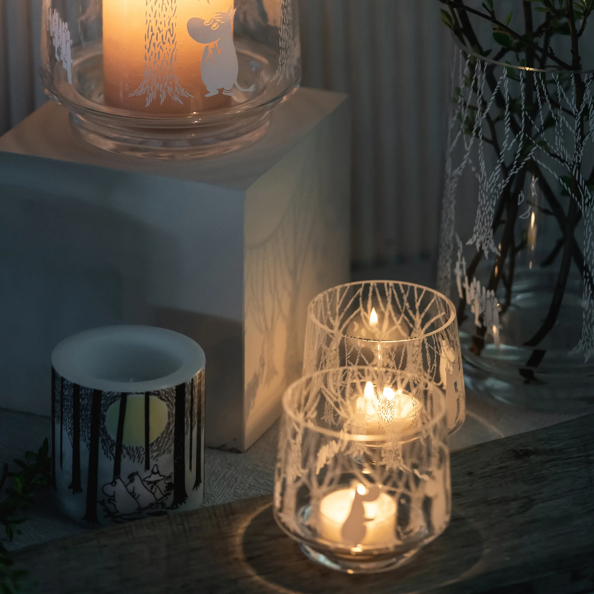 In the Woods stearinlyseholder/skål 8 cm, Klar-hvit Muurla