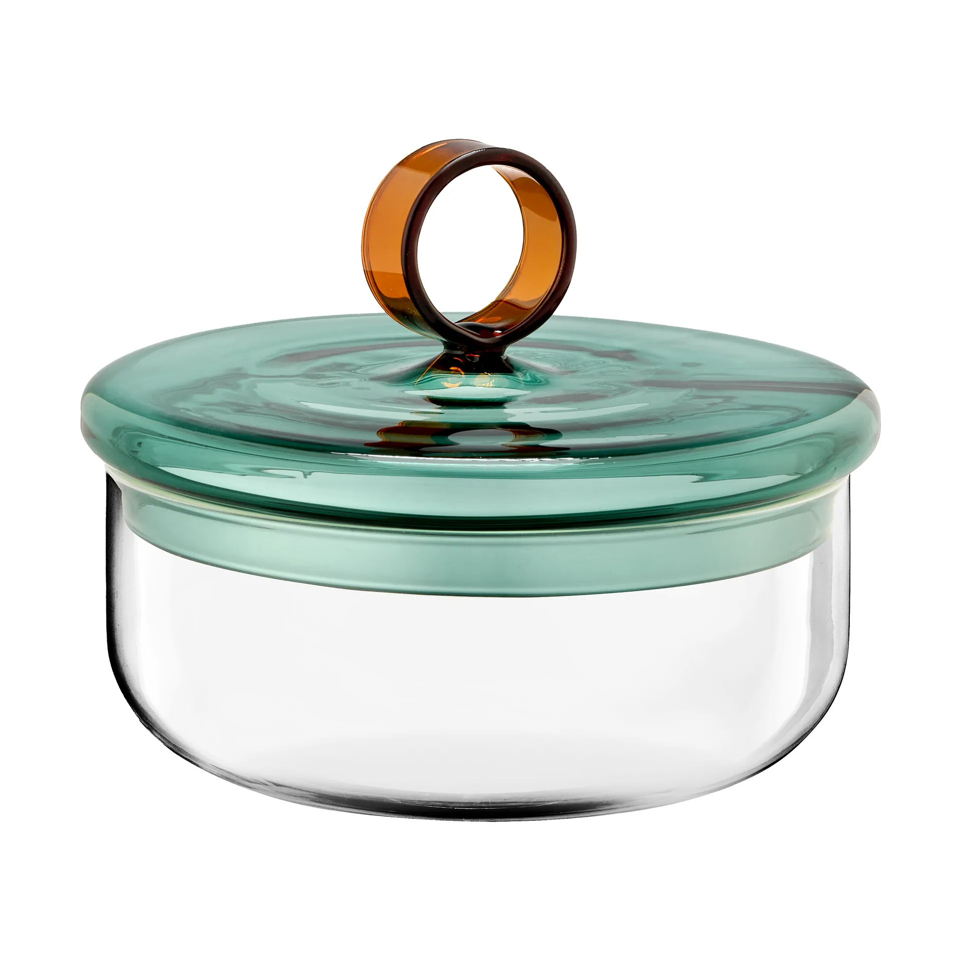 Loop lav skål med lokk Ø15 cm, Klar-teal-amber Muurla