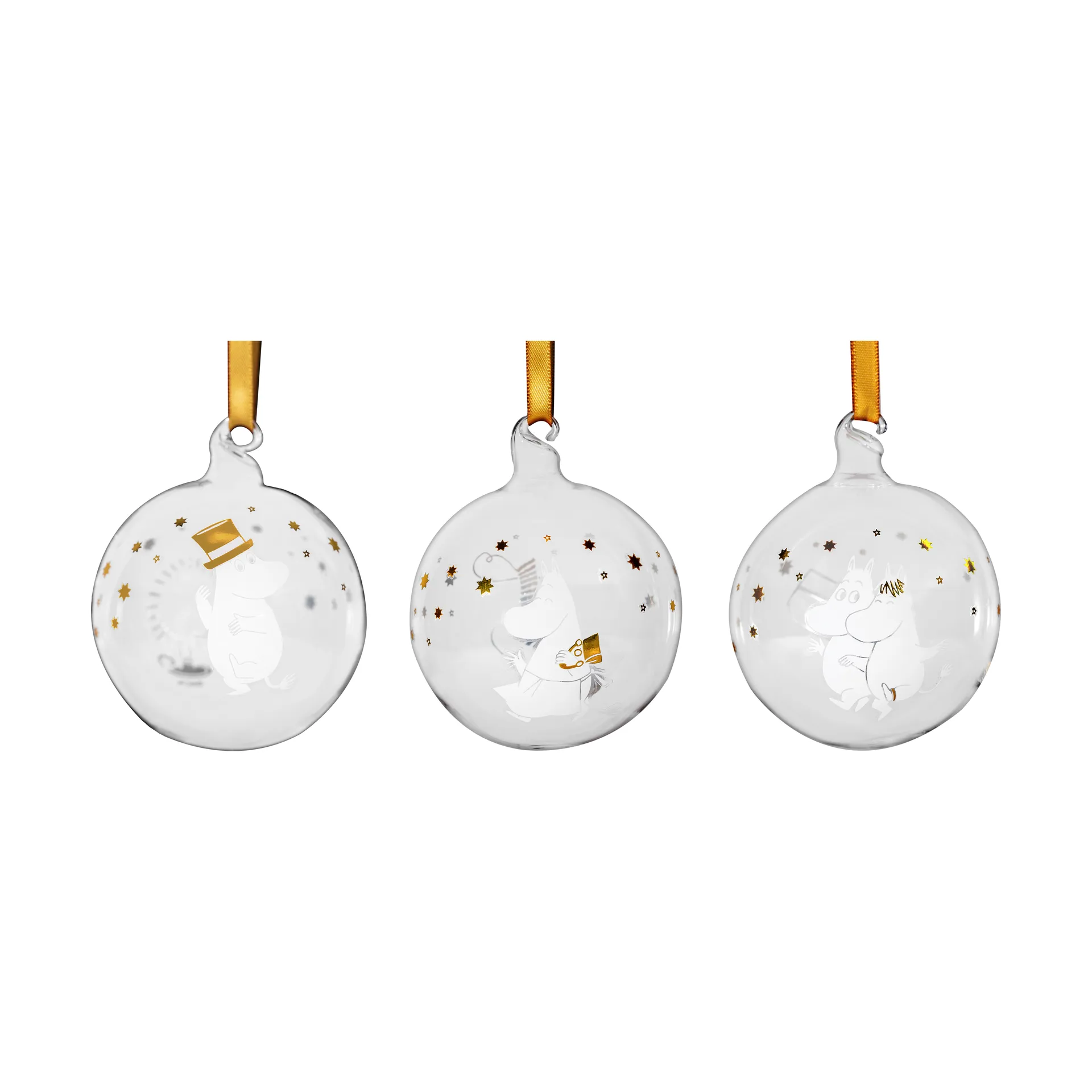 Moomin juletrekule Ø7 cm 3-pakning, Sparkling stars Muurla