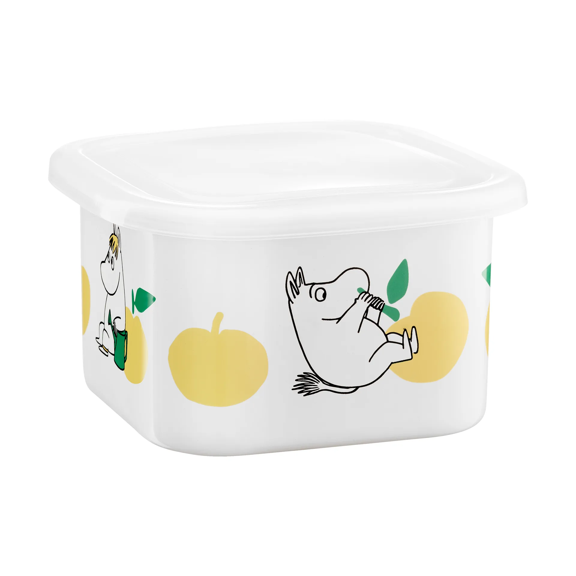 Mumin emaljeboks med lokk 1 L, Joyfull Apples-gul Muurla