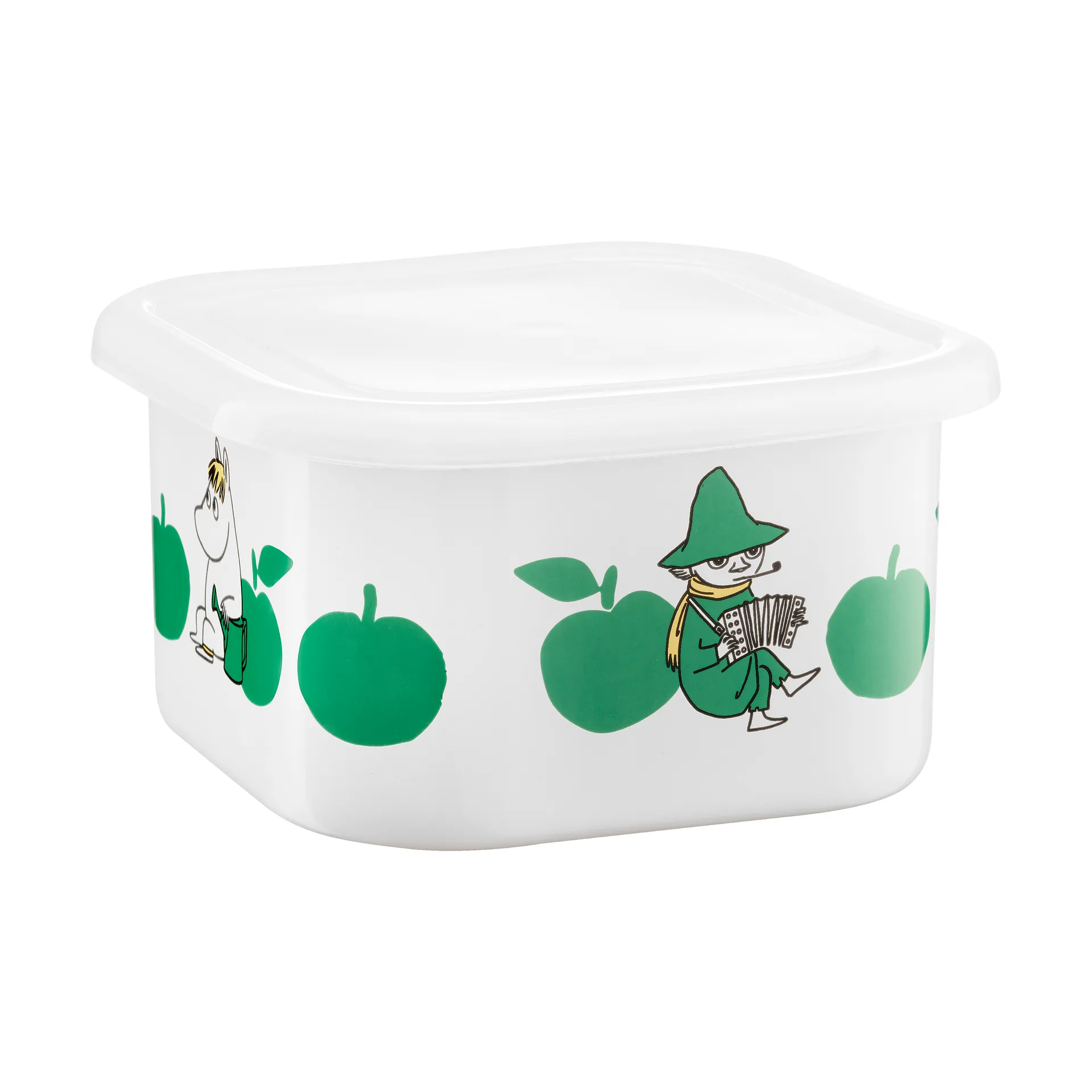 Mumin emaljeboks med lokk 1,5 L, Joyfull Apples-grønn Muurla