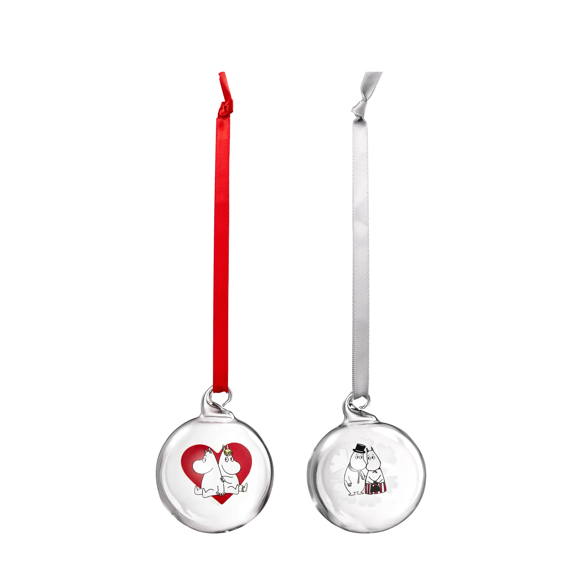 Mumin julekule Ø5 cm 2 deler, Heart-snowflake Muurla
