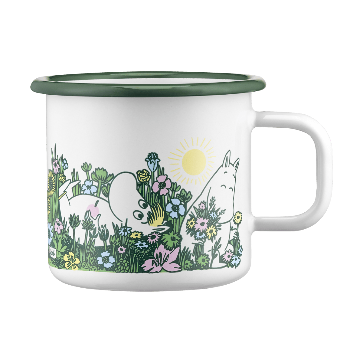 Muurla Mummi emaljekrus 37 cl In the garden | Skandinavisk Design | Kaffekopper | Hvit