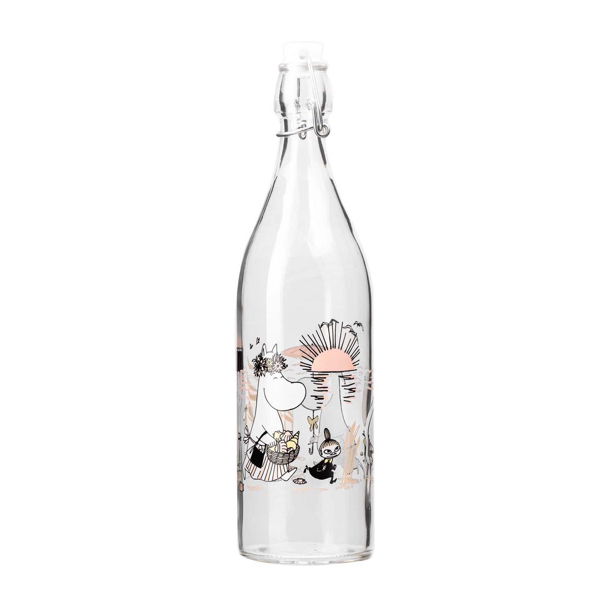 Muurla Mummi glassflaske 1 L The Beach | Skandinavisk Design | Vannflasker | Gjennomsiktig